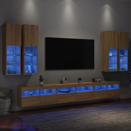 Ensemble de meubles TV muraux 7pcs et lumières LED chêne sonoma 627546627546