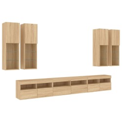 Ensemble de meubles TV muraux 7pcs et lumières LED chêne sonoma 627546627546