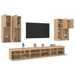 Ensemble de meubles TV muraux 7pcs et lumières LED chêne sonoma 627546627546