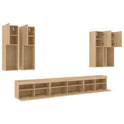 Ensemble de meubles TV muraux 7pcs et lumières LED chêne sonoma 627546627546