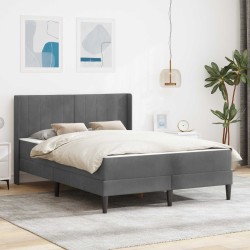 Cadre de lit avec matelas Gris foncé 140 x 200 cm Velours 627548627548