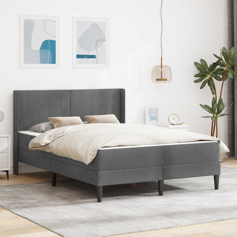 Cadre de lit avec matelas Gris foncé 140 x 200 cm Velours 627548627548
