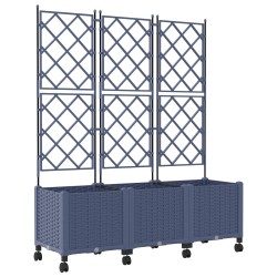 Bac de jardin avec treillis et roues 3 pc Gris PP 627553627553