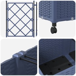 Bac de jardin avec treillis et roues 3 pc Gris PP 627553627553