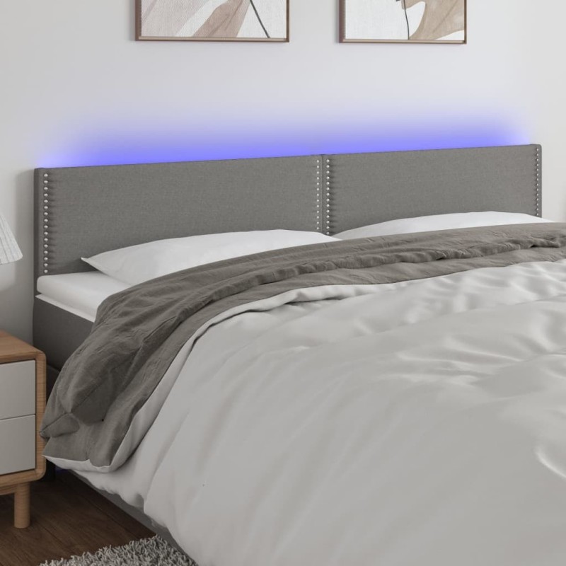Tête de lit à LED Gris foncé 200x5x78/88 cm Tissu 627555627555