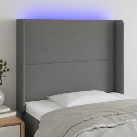 Tête de lit à LED Gris foncé 103x16x118/128 cm Tissu 627556627556