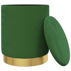Tabouret de rangement rond Vert Velours 31 x 37 cm 627562627562