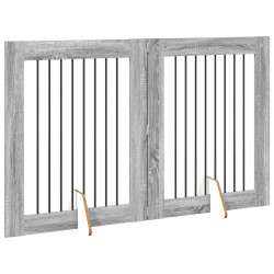 Porte de chien pliable avec supports 2 pcs Sonoma gris 160,5 cm 627568627568