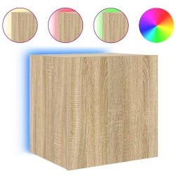 Meubles TV muraux lumières LED 2 pcs chêne sonoma 40,5x35x40 cm 627576627576