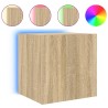 Meubles TV muraux lumières LED 2 pcs chêne sonoma 40,5x35x40 cm 627576627576