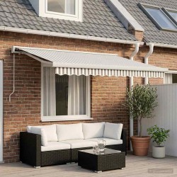 Auvent rétractable Gris clair et blanc 300 x 250 cm 627580627580