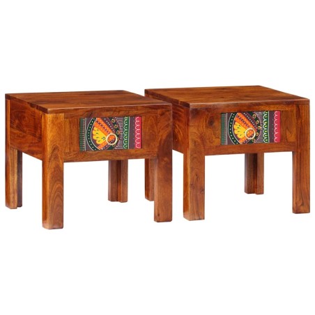 Tables de chevet 2 pcs 40x40x36 cm bois d'acacia massif 627585627585