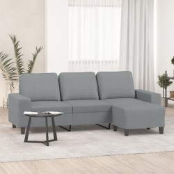 Canapé à 3 places avec repose-pieds Gris clair 180 cm Tissu 627587627587