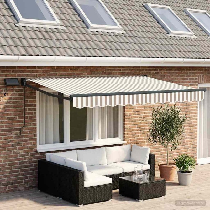 Store rétractable manuel avec LEDs Gris clair et blanc 627590627590