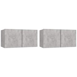 Meubles TV suspendus 2 pcs Gris béton 60x30x30 cm 627592627592