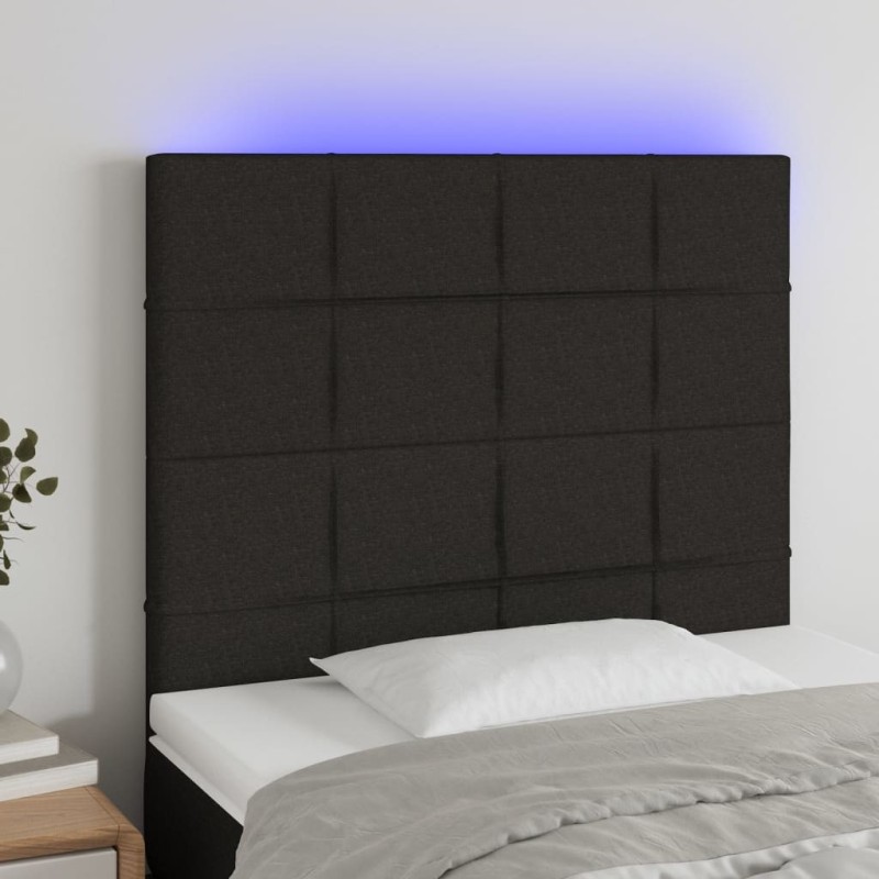 Tête de lit à LED Noir 100x5x118/128 cm Tissu 627595627595