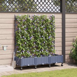 Porte-plante de jardin avec irrigation et roues 3 pc Gris PP 627599627599