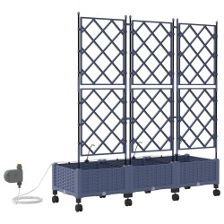 Porte-plante de jardin avec irrigation et roues 3 pc Gris PP 627599627599
