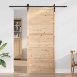 Porte de grange Naturel 80 x 2,5 x 208 cm Bois de pin massif 627603627603