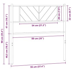 Tête de lit de remplacement métal blanc 90 cm 627624627624