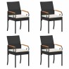 Chaises de jardin avec coussin 4 pcs Noir et blanc crème 627626627626