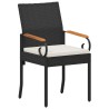 Chaises de jardin avec coussin 4 pcs Noir et blanc crème 627626627626