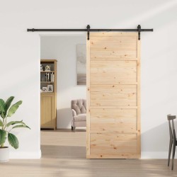 Porte coulissante Naturel 80 x 208 cm Bois de pin massif 627639627639