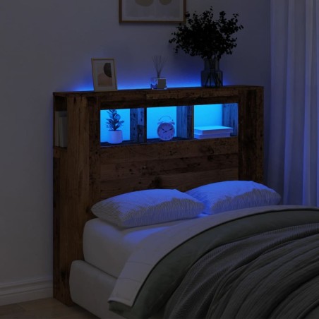 Tête de lit à LED vieux bois 120x18,5x103,5cm bois d'ingénierie 627640627640