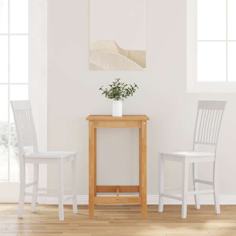 Tabourets de bar (lot de 2) en bois massif blanc et caoutchouc 627642627642