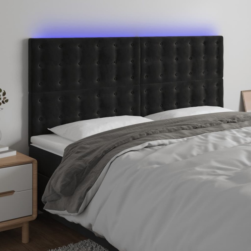 Tête de lit à LED Noir 180x5x118/128 cm Velours 627647627647