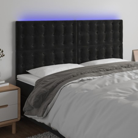 Tête de lit à LED Noir 180x5x118/128 cm Velours 627647627647