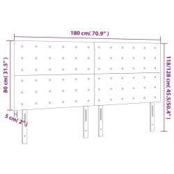 Tête de lit à LED Noir 180x5x118/128 cm Velours 627647627647