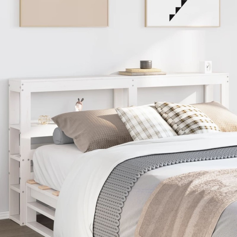 Tête de lit avec étagères blanc 120 cm bois massif de pin 627650627650