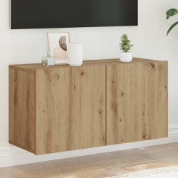 Meuble TV mural chêne artisanal 80x30x41 cm 627656627656