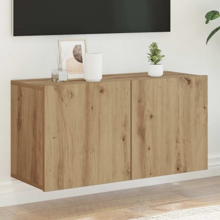Meuble TV mural chêne artisanal 80x30x41 cm 627656627656