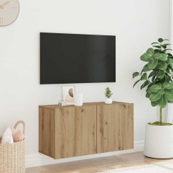 Meuble TV mural chêne artisanal 80x30x41 cm 627656627656