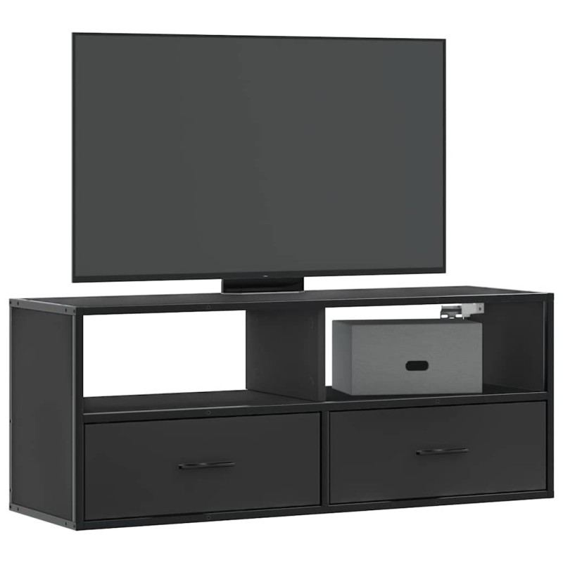 Meuble TV noir 100x31x39,5 cm bois d'ingénierie et métal 627658627658
