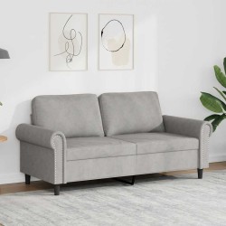 Canapé à 2 places Gris clair 140 cm Velours 627664627664