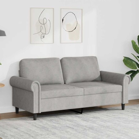 Canapé à 2 places Gris clair 140 cm Velours 627664627664