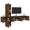 Unités murales TV 5 pcs chêne fumé bois d'ingénierie 627671627671