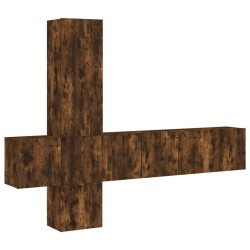 Unités murales TV 5 pcs chêne fumé bois d'ingénierie 627671627671
