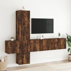 Unités murales TV 5 pcs chêne fumé bois d'ingénierie 627671627671