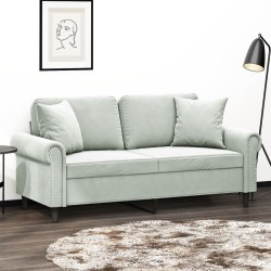 Canapé 2 places avec oreillers gris clair 140 cm velours 627672627672