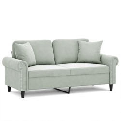 Canapé 2 places avec oreillers gris clair 140 cm velours 627672627672