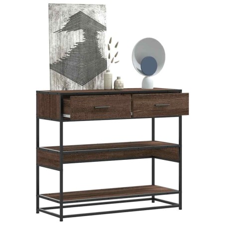 Table console chêne marron 90x35x80 cm bois d'ingénierie 627704627704