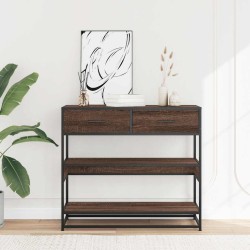 Table console chêne marron 90x35x80 cm bois d'ingénierie 627704627704