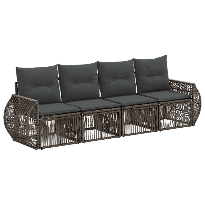 Ensemble de canapé de jardin 4 pcs Gris et Gris foncé polyrotin 627724627724