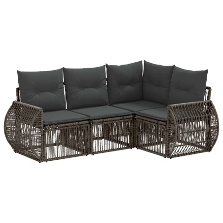 Ensemble de canapé de jardin 4 pcs Gris et Gris foncé polyrotin 627726627726
