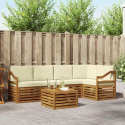 Ensemble de canapé d'angle avec coussin 6 pcs Naturel et Crème 627729627729