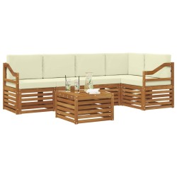 Ensemble de canapé d'angle avec coussin 6 pcs Naturel et Crème 627729627729